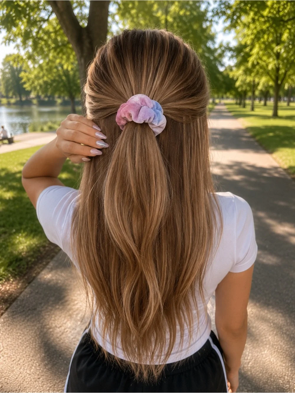 Scrunchie with Zipper Pocket, Velvet Wrist Pouch & Hairband - Multi-Color